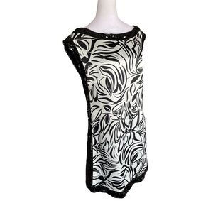 Vintage DeVine Black and White Sequin Lined Shift Dress Size 12